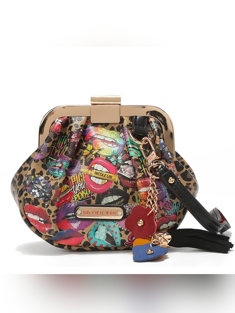Nicole Lee Printed Coin Purse Collection Wristlet All Emotion with Bag Charms